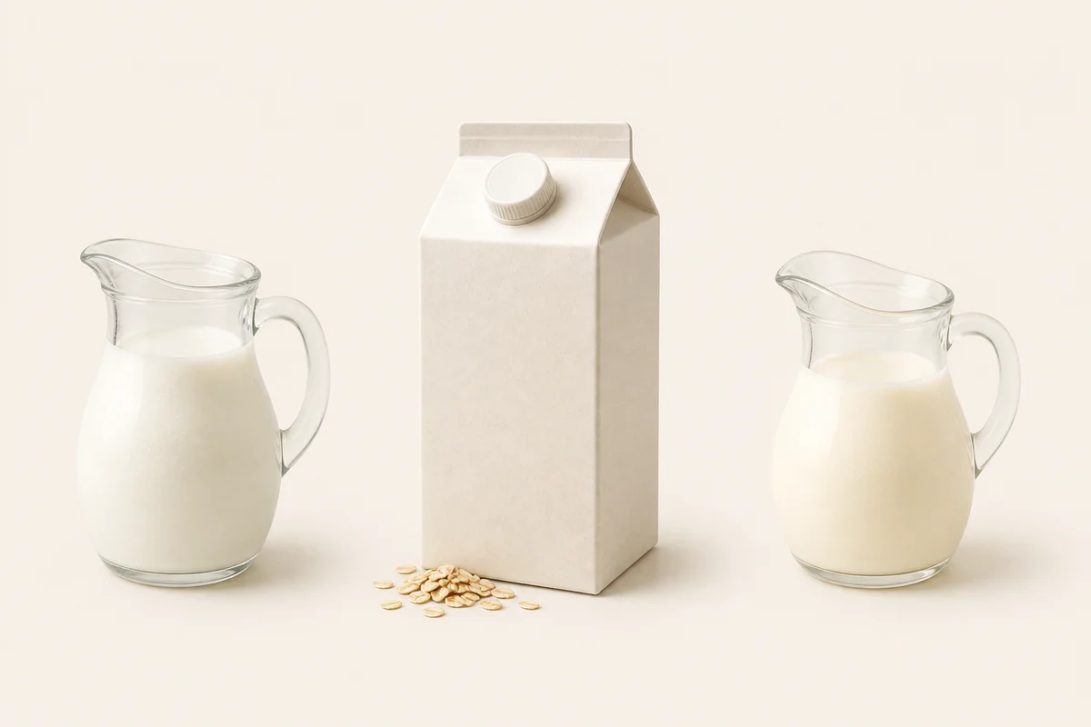 Milk and cream measured for sweet cream foam